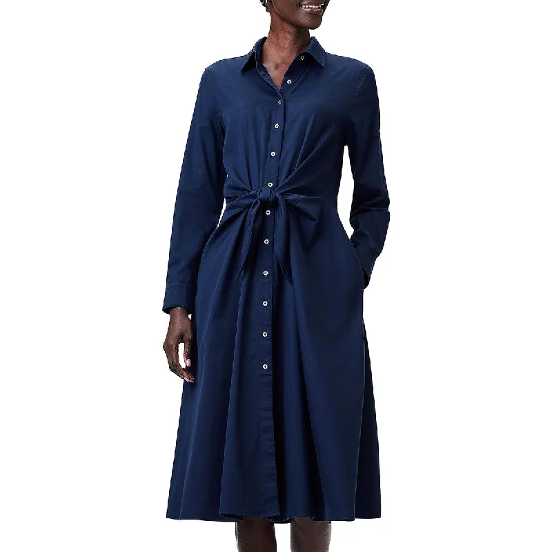 Womens Midi Front Tie Shirtdress