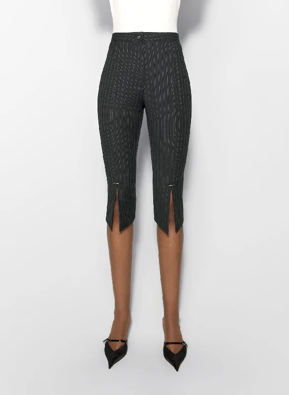 pinstripe pierced capri pants