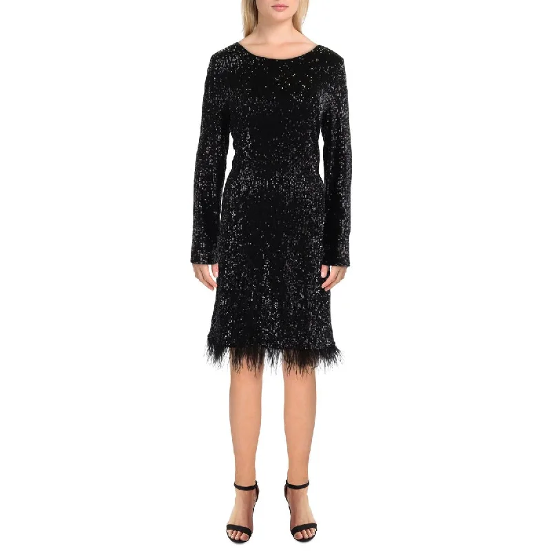 Womens Sequined Fringe Cocktail And Party Dress