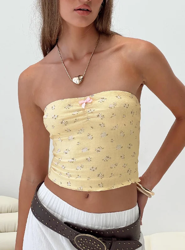 Sonari Tube Top Yellow / Floral