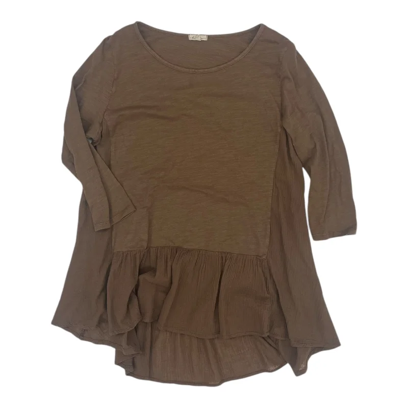 TUNIC 3/4 SLEEVE by MODADOC In BROWN, Size: M