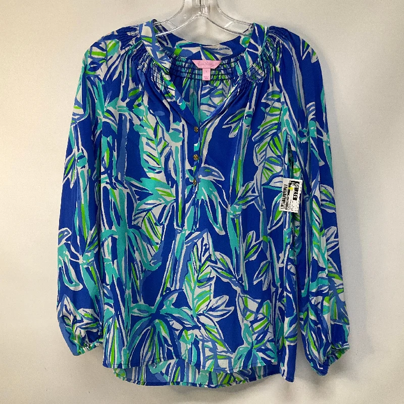 Top Long Sleeve By Lilly Pulitzer In Blue & Green, Size: S